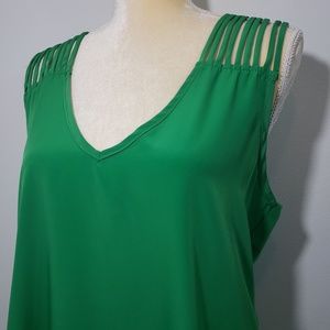 Double Zero Blouse | Strappy Emerald Green M